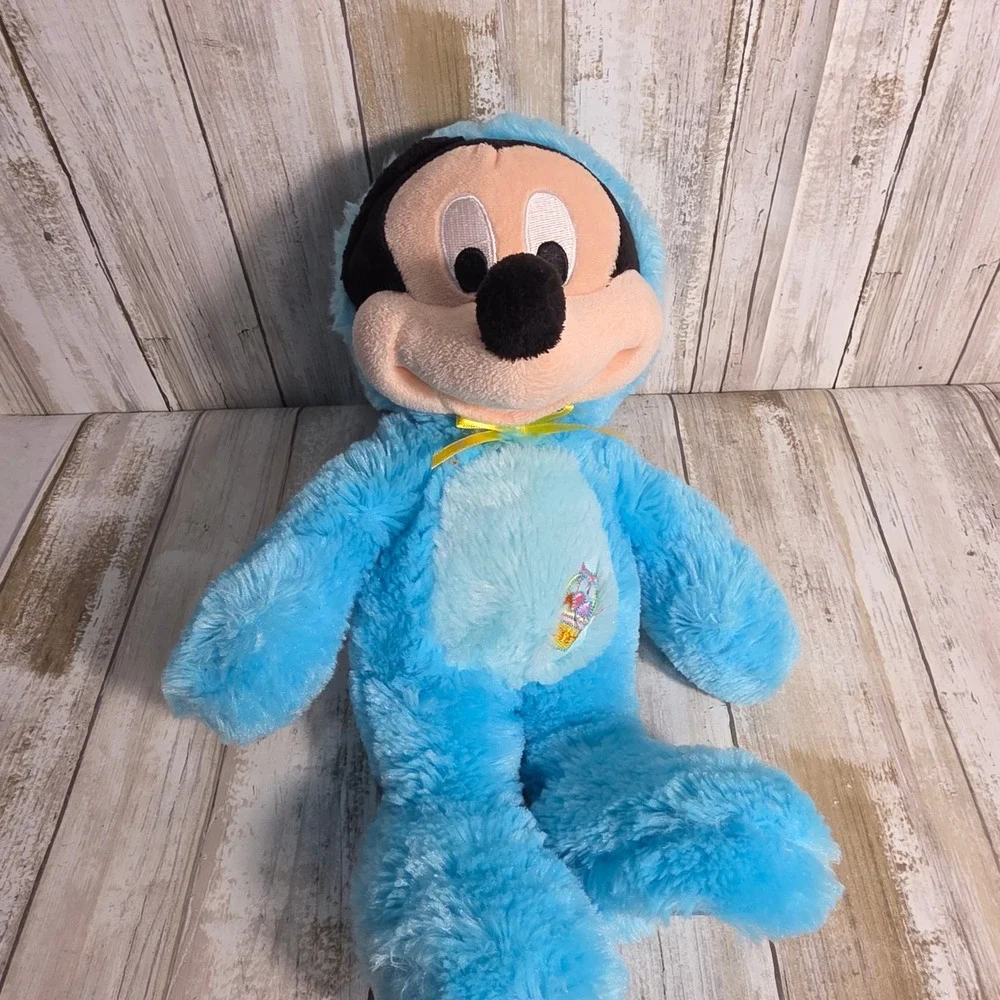 Disney Store Mickey Mouse Blue Easter Bunny Costume Plush 18 Inch Posable Ears